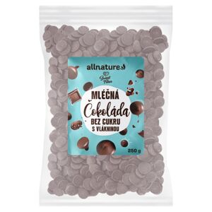 Allnature Mliečna čokoláda bez cukru s vlákninou 250 g