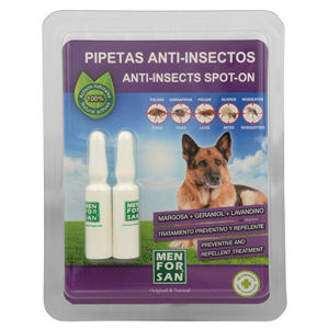 Menforsan Antiparazitné pipety pre psov (100% Natural Repellent Anti-parasite Spot on for Dogs) 2 x 1,5 ml