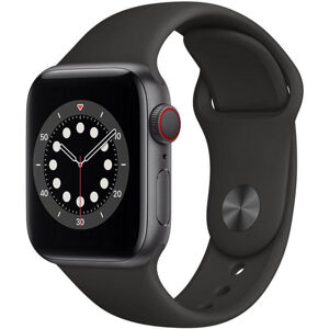 Apple Apple Watch Series 6 GPS + Cellular, 44mm Space Grey Aluminium Case with Black Sport Band - Regular