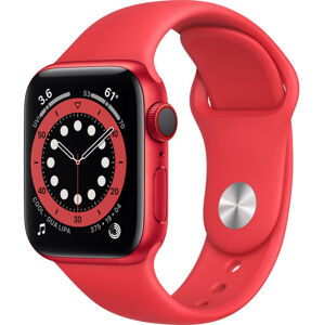 Apple Watch Series 6 44mm červený hliník s červeným sportovním řemínkem
