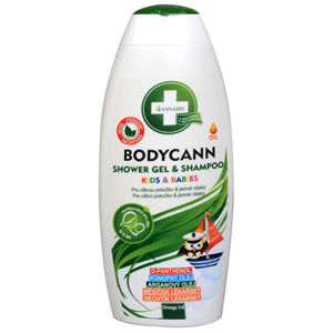 Annabis Bodycann Kids & Babies šampón a sprchový gél 2v1 250 ml - ZĽAVA - rozbité viečko (uštíplá časť), obsah nevyteká