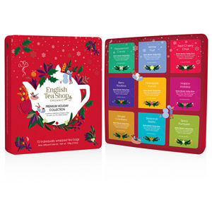 English Tea Shop Červená vianočné plechová kazeta 72 náľ sáčkov -ZĽAVA - poškodená krabička