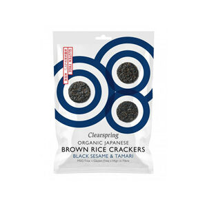 Clearspring Japonské krekry z hnedej ryže s čiernym sezamom a tamari BIO 40 g