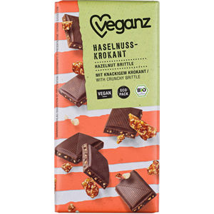 Veganz Čokoláda s lískovooříškovým krokantom, Bio 80 g