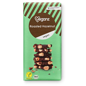 Veganz Čokoláda s praženými lieskovými orechmi, Bio 90 g