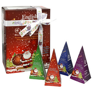 English Tea Shop Darčeková kolekcia 12 pyramidek Červený Santa 4 príchute -ZĽAVA - potrhaná darčeková krabička