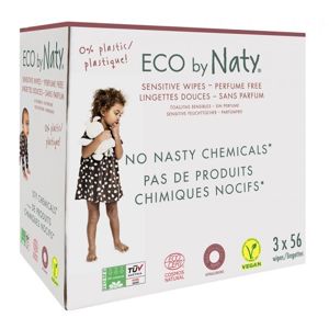 Eco by Naty Vlhčené obrúsky Naty bez vône - pre citlivú pokožku - výhodné balenie (3 x 56 ks)