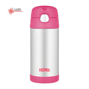 Thermos FUNtainer Detská termoska s slamkou - strieborná / ružová 355 ml
