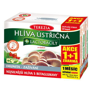 Terezia Company Hliva ustricovitá + laktobacily + vitamín C 60 kapsúl + 60 kapsúl ZADARMO