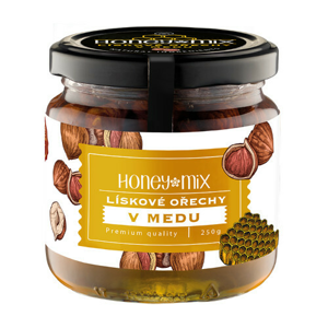 HoneyMix Lieskové orechy v mede 250 g -ZĽAVA - KRÁTKA EXPIRÁCIA 21.8.2021