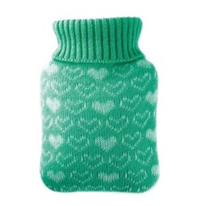 Hugo-Frosch Detský termofor Classic MINI s pleteným obalom - srdiečka, zelený