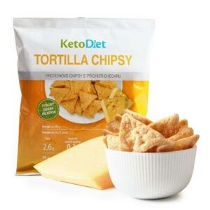 KetoDiet Proteínové Tortilla chipsy s príchuťou chedaru - 25 g - 1 porcia + 2 mesiace na vrátenie tovaru