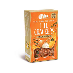 Lifefood Bio Life crackers Cibuľové s tekvicovým semienkom 90g -ZĽAVA - KRÁTKA EXPIRÁCIA 5.12.2020