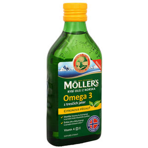 Möller´s Möller`s rybí olej Omega 3 z tresčej pečene s citrónovou príchuťou 250 ml - ZĽAVA - mastná etiketa
