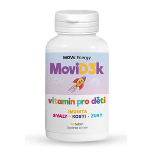 MOVit Energy MoviD3k - vitamín D3 pre deti, 800 IU, 90 tabliet s príchuťou pomaranča