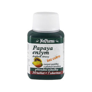 MedPharma Papaya enzým - cmúľanie pastilky bez cukru s príchuťou broskyne 30 tbl. + 7 tbl. ZD ARMA