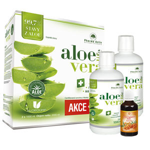 Pharma Activ Akčný SET Aloe Vera Life 1000 ml 1 + 1 s príbalom 100% Rakytníkový olej 50 ml -ZĽAVA - potrhaná krabička