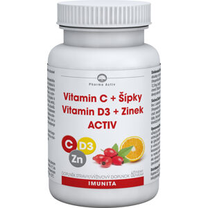 Pharma Activ Vitamín C + Šípky, Vitamin D3 + Zinok ACTIV 60 tabliet