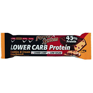 Power System LOWER CARB Cookies & Cream Bar with 45% Protein 40 g -ZĽAVA - KRÁTKA EXPIRÁCIA 30.9.2021