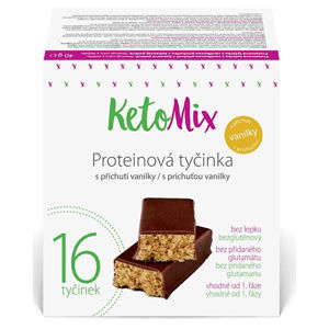 KetoMix Proteínové tyčinky s príchuťou vanilky 16 x 40 g -ZĽAVA - POŠKODENÁ KRABIČKA + 2 mesiace na vrátenie tovaru