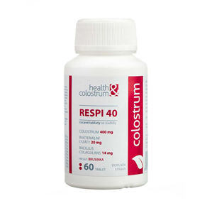 Health&colostrum Resp 40 (400 mg) + bakteriálne lyzáty - príchuť brusnica 60 cmúľacích tbl.