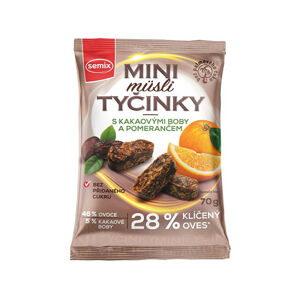 Semix Mini Müsli tyčinky s kakaovými bôbmi a pomarančom bez lepku 70 g