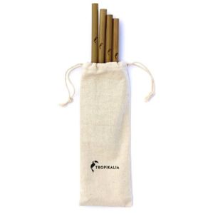 Tropikalia Set 4 bambusových slamiek s kefkou a obalom -ZĽAVA - chýba jedno slamku