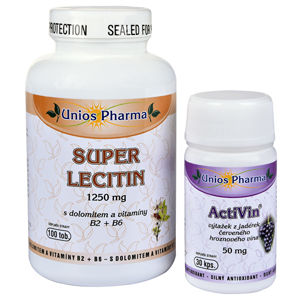 Unios Pharma Super Lecitín s dolomitom a vitamínmi B2, B6 100 tob. + Activin 30 tbl. ZADARMO
