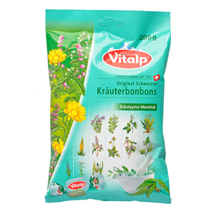 Topvet VITALP bylinné bonbony eukalyptus + mentol 200 g + 2 mesiace na vrátenie tovaru