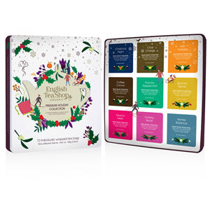 English Tea Shop Vianočný plechová kazeta biela prémiová, 72 náľ. sáčkov -ZĽAVA - pretlačené plechová krabička sady
