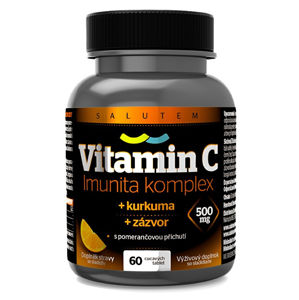 SALUTEM Pharma Vitamín C 500 mg Imunita kurkuma + zázvor tbl.60 s pomarančovou príchuťou