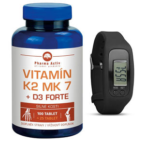 Pharma Activ Vitamín K2 MK7 + D3 FORTE 100 tbl. + 25 tbl. ZD ARMA + Fitness náramok s krokomerom - ZĽAVA - poškodená krabica lepená