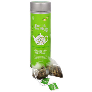 English Tea Shop Zelený čaj s tropickým ovocím BIO 15 pyramidek v plechovke