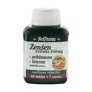 MedPharma Ženšen 350 mg + echinacea + leuzea 60 tbl. + 7 tbl. ZDARMA